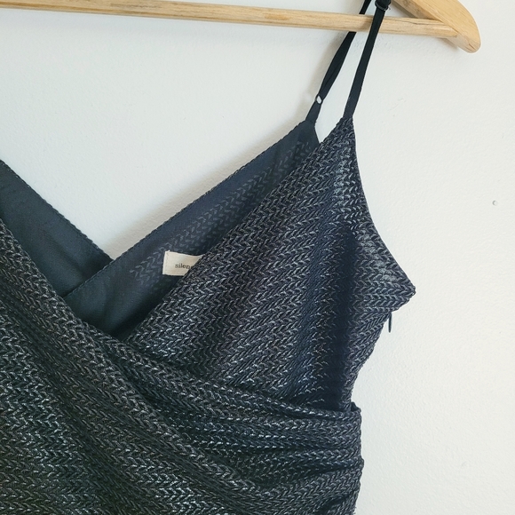 Little Black Faux Wrap Metallic Mini Dress - S - Picture 9 of 13